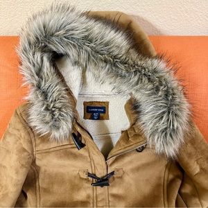 Lands End Suede  suede duffle coat. Size M, 10-12. Great condition.